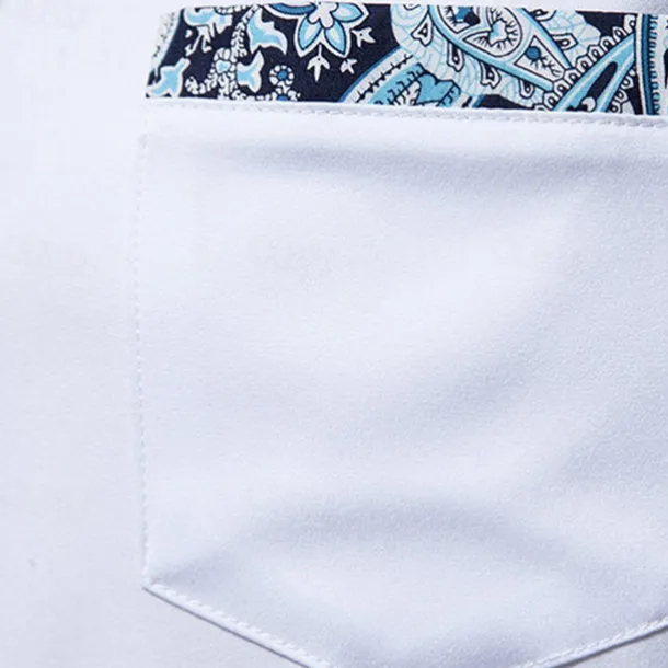 Men's Shirt Summer Shirt Casual Shirt Beach Shirt Collared Shirt Button Up Shirt Black White Navy Blue Long Sleeve Paisley Lapel Vacation Hawaiian Pocket Clothing Apparel Polyester Fashion Casual