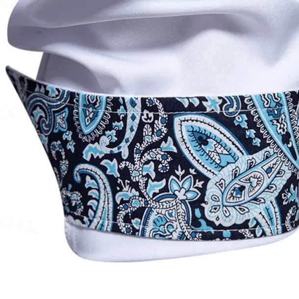 Men's Shirt Summer Shirt Casual Shirt Beach Shirt Collared Shirt Button Up Shirt Black White Navy Blue Long Sleeve Paisley Lapel Vacation Hawaiian Pocket Clothing Apparel Polyester Fashion Casual