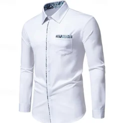 Men's Shirt Summer Shirt Casual Shirt Beach Shirt Collared Shirt Button Up Shirt Black White Navy Blue Long Sleeve Paisley Lapel Vacation Hawaiian Pocket Clothing Apparel Polyester Fashion Casual