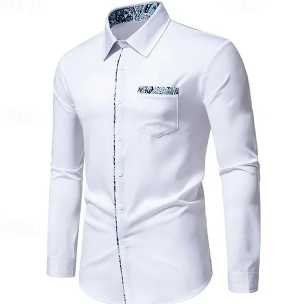Men's Shirt Summer Shirt Casual Shirt Beach Shirt Collared Shirt Button Up Shirt Black White Navy Blue Long Sleeve Paisley Lapel Vacation Hawaiian Pocket Clothing Apparel Polyester Fashion Casual