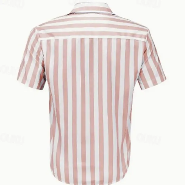 Men's Shirt Summer Shirt Casual Shirt Beach Shirt Button Up Shirt Black Pink Sky Blue Gray Short Sleeve Striped Lapel Vacation Hawaiian Buttons Clothing Apparel Polyester Fashion Casual Comfortable