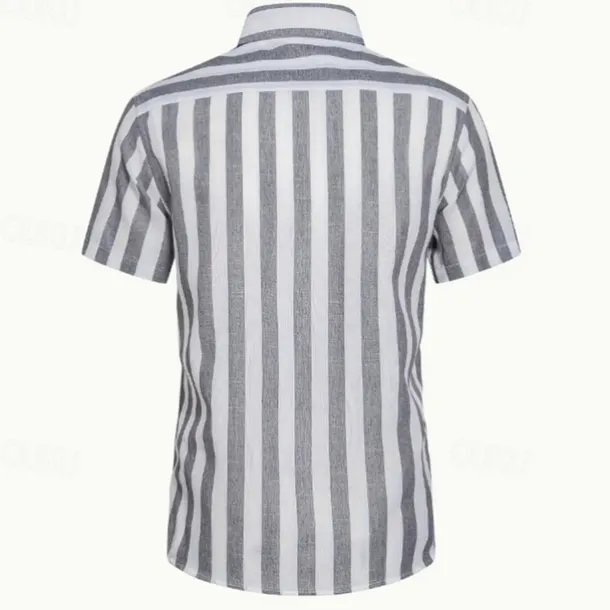 Men's Shirt Summer Shirt Casual Shirt Beach Shirt Button Up Shirt Black Pink Sky Blue Gray Short Sleeve Striped Lapel Vacation Hawaiian Buttons Clothing Apparel Polyester Fashion Casual Comfortable