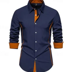 Men's Shirt Summer Shirt Casual Shirt Beach Shirt Collared Shirt Button Up Shirt Black White Burgundy Navy Blue Blue Long Sleeve Color Block Lapel Vacation Hawaiian Patchwork Clothing Apparel