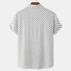 Men's Shirt Summer Shirt Casual Shirt Beach Shirt Button Up Shirt Black White Pink Navy Blue Blue Short Sleeve Polka Dot Shirt Collar Vacation Hawaiian Clothing Apparel Polyester Fashion Casual