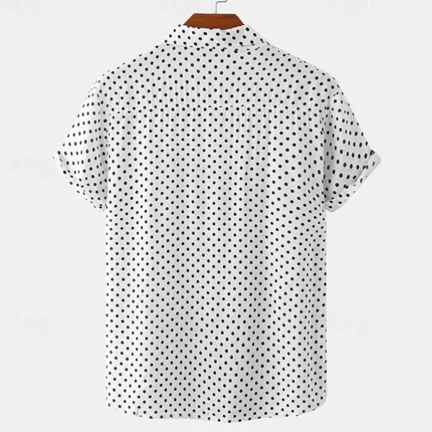 Men's Shirt Summer Shirt Casual Shirt Beach Shirt Button Up Shirt Black White Pink Navy Blue Blue Short Sleeve Polka Dot Shirt Collar Vacation Hawaiian Clothing Apparel Polyester Fashion Casual