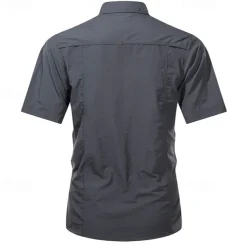 Men's Shirt Summer Shirt Casual Shirt Button Up Shirt Cargo Shirt khaki Dark Grey Army Green Short Sleeve Plain Shirt Collar Vacation Hawaiian Pocket Clothing Apparel 100% Cotton Fashion Casual