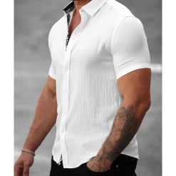 Men's Shirt Summer Shirt Casual Shirt Beach Shirt Button Up Shirt Black White Light Green Blue khaki Short Sleeve Printed Shirt Collar Vacation Hawaiian Button-Down Clothing Apparel Polyester Fashion