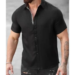 Men's Shirt Summer Shirt Casual Shirt Beach Shirt Button Up Shirt Black White Light Green Blue khaki Short Sleeve Printed Shirt Collar Vacation Hawaiian Button-Down Clothing Apparel Polyester Fashion