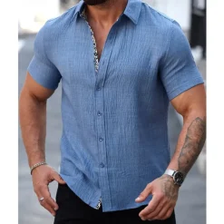 Men's Shirt Summer Shirt Casual Shirt Beach Shirt Button Up Shirt Black White Light Green Blue khaki Short Sleeve Printed Shirt Collar Vacation Hawaiian Button-Down Clothing Apparel Polyester Fashion