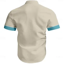 Men's Shirt Western Shirt Cowboy Shirt Short Sleeve Western Style Tribal Summer Spring Shirt Collar Khaki