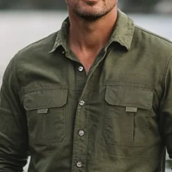 Men's Shirt Work Shirt Button Up Shirt Cargo Shirt Black Green khaki Light Grey Long Sleeve Plain Lapel Vacation Holiday Front Pocket Clothing Apparel Fashion Casual Comfortable