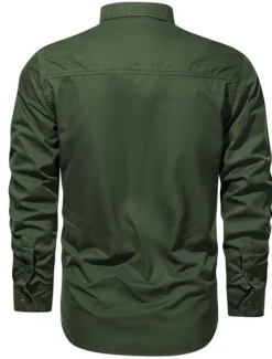 Men's Shirt Workwear Shirts Casual Shirt Work Shirt Button Up Shirt Cargo Shirt White Navy Blue Green khaki Long Sleeve Graphic Prints Turndown Vacation Street Print Clothing Apparel Cotton Cotton