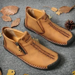 Men's Shoes Boots Loafers & Slip-Ons Retro Penny Loafers Handmade Shoes Comfort Shoes Walking Casual Daily Elastic Fabric Breathable Booties / Ankle Boots Loafer Black Army Green Brown Summer Spring