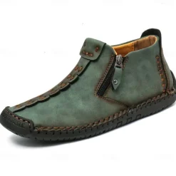 Men's Shoes Boots Loafers & Slip-Ons Retro Penny Loafers Handmade Shoes Comfort Shoes Walking Casual Daily Elastic Fabric Breathable Booties / Ankle Boots Loafer Black Army Green Brown Summer Spring