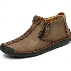 Men's Shoes Boots Loafers & Slip-Ons Retro Penny Loafers Handmade Shoes Comfort Shoes Walking Casual Daily Elastic Fabric Breathable Booties / Ankle Boots Loafer Black Army Green Brown Summer Spring