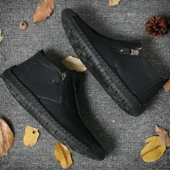 Men's Shoes Boots Loafers & Slip-Ons Retro Penny Loafers Handmade Shoes Comfort Shoes Walking Casual Daily Elastic Fabric Breathable Booties / Ankle Boots Loafer Black Army Green Brown Summer Spring