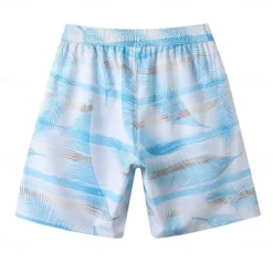 Men's Shorts Beach Shorts Drawstring Graphic Leaf Animal Breathable Quick Dry Knee Length Outdoor Vacation Home Vacation Ethnic Style Lake blue ArmyGreen Stretchy