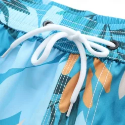 Men's Shorts Beach Shorts Drawstring Graphic Leaf Animal Breathable Quick Dry Knee Length Outdoor Vacation Home Vacation Ethnic Style Lake blue ArmyGreen Stretchy