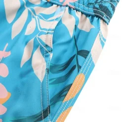 Men's Shorts Beach Shorts Drawstring Graphic Leaf Animal Breathable Quick Dry Knee Length Outdoor Vacation Home Vacation Ethnic Style Lake blue ArmyGreen Stretchy