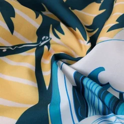 Men's Shorts Beach Shorts Pocket Drawstring Elastic Waist Graphic Leaf Tree Breathable Quick Dry Knee Length Outdoor Vacation Home Vacation Ethnic Style Lake blue Dark Blue / Red Micro-elastic