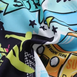 Men's Shorts Beach Shorts Drawstring Graphic Letter Abstract Breathable Quick Dry Knee Length Outdoor Vacation Home Vacation Ethnic Style Lake blue White & Blue Stretchy