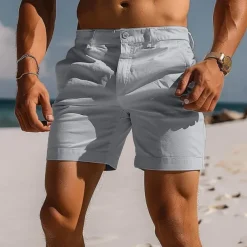 Men's Shorts Chino Shorts Bermuda shorts Work Shorts Pocket Plain Comfort Breathable Short Casual Daily Beach Fashion Stylish Black White Micro-elastic