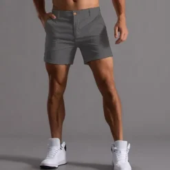 Men's Shorts Chino Shorts Bermuda shorts Work Shorts Pocket Straight Leg Plain Comfort Breathable Short Sports Outdoor Casual Daily Fashion Streetwear Black White