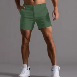 Men's Shorts Chino Shorts Bermuda shorts Work Shorts Pocket Straight Leg Plain Comfort Breathable Short Sports Outdoor Casual Daily Fashion Streetwear Black White