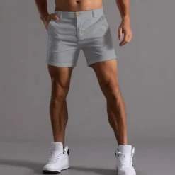 Men's Shorts Chino Shorts Bermuda shorts Work Shorts Pocket Straight Leg Plain Comfort Breathable Short Sports Outdoor Casual Daily Fashion Streetwear Black White