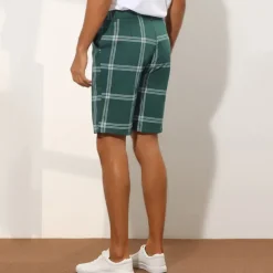 Men's Shorts Chino Shorts Bermuda shorts Work Shorts Pocket Straight Leg Plaid Checkered Comfort Short Formal Work Casual Streetwear Stylish Black Brown