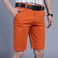 Men's Shorts Chino Shorts Bermuda shorts Pocket Plain Comfort Breathable Outdoor Daily Going out Cotton Blend Fashion Streetwear Army Green Orange