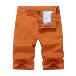 Men's Shorts Chino Shorts Bermuda shorts Pocket Plain Comfort Breathable Outdoor Daily Going out Cotton Blend Fashion Streetwear Army Green Orange