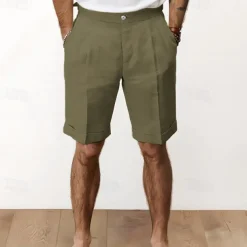 Men's Shorts Linen Shorts Summer Shorts Pocket Plain Comfort Breathable Outdoor Daily Going out Fashion Streetwear Black White