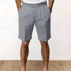 Men's Shorts Linen Shorts Summer Shorts Pocket Plain Comfort Breathable Outdoor Daily Going out Fashion Streetwear Black White
