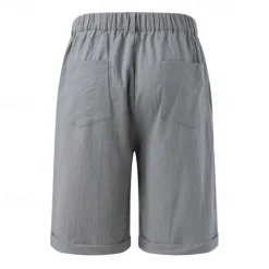 Men's Shorts Linen Shorts Summer Shorts Pocket Plain Comfort Breathable Outdoor Daily Going out Fashion Streetwear Black White