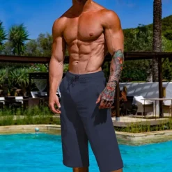 Men's Shorts Linen Shorts Summer Shorts Beach Shorts Pocket Drawstring Elastic Waist Plain Comfort Breathable Short Vacation Holiday Beach Hawaiian Boho Black White