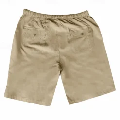 Men's Shorts Linen Shorts Summer Shorts Pocket Elastic Waist Drawstring Plain Outdoor Daily Going out Holiday Casual Black White