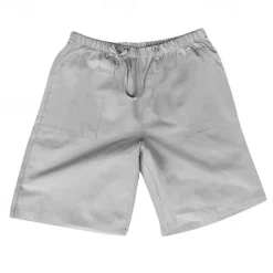 Men's Shorts Linen Shorts Summer Shorts Pocket Elastic Waist Drawstring Plain Outdoor Daily Going out Holiday Casual Black White