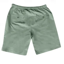 Men's Shorts Linen Shorts Summer Shorts Pocket Elastic Waist Drawstring Plain Outdoor Daily Going out Holiday Casual Black White