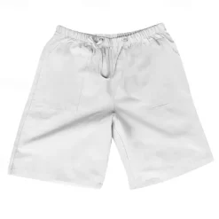 Men's Shorts Linen Shorts Summer Shorts Pocket Elastic Waist Drawstring Plain Outdoor Daily Going out Holiday Casual Black White