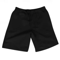 Men's Shorts Linen Shorts Summer Shorts Pocket Elastic Waist Drawstring Plain Outdoor Daily Going out Holiday Casual Black White