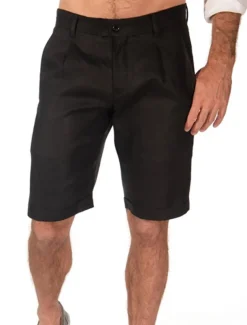 Men's Shorts Linen Shorts Dress Shorts Summer Shorts Beach Shorts Plain Breathable Soft Short Casual Daily Holiday Fashion Streetwear Black Beige Inelastic