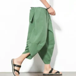 Men's Shorts Linen Shorts Summer Shorts Beach Shorts Boho Pants Drawstring Elastic Waist Plain Comfort Breathable Outdoor Daily Going out Fashion Streetwear Black Wine