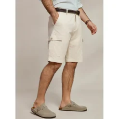 Men's Shorts Linen Shorts Summer Shorts Front Pocket Straight Leg Plain Comfort Breathable Knee Length Party Outdoor Casual Fashion Basic Khaki