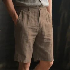 Men's Shorts Linen Shorts Summer Shorts Beach Shorts Buttons Pocket Plain Comfort Breathable Short Vacation Holiday Beach Hawaiian Boho White Khaki
