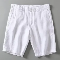 Men's Shorts Linen Shorts Summer Shorts Beach Shorts Buttons Pocket Plain Comfort Breathable Short Vacation Holiday Beach Hawaiian Boho White Khaki