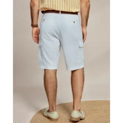 Men's Shorts Linen Shorts Summer Shorts Front Pocket Straight Leg Plain Comfort Breathable Knee Length Party Outdoor Casual Fashion Basic White