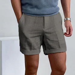Men's Shorts Linen Shorts Dress Shorts Summer Shorts Beach Shorts Zipper Plain Comfort Breathable Short Outdoor Daily Streetwear Stylish Casual Black White Inelastic