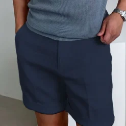 Men's Shorts Linen Shorts Dress Shorts Summer Shorts Beach Shorts Zipper Plain Comfort Breathable Short Outdoor Daily Streetwear Stylish Casual Black White Inelastic