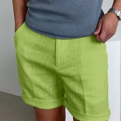 Men's Shorts Linen Shorts Dress Shorts Summer Shorts Beach Shorts Zipper Plain Comfort Breathable Short Outdoor Daily Streetwear Stylish Casual Black White Inelastic